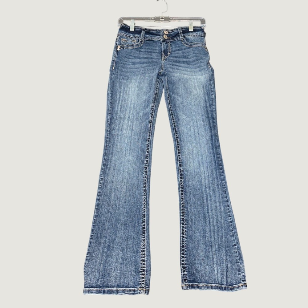 WallFlower Luscious Curvy Fit Bootcut Jeans Medium Wash Blue Denim Size 1 Reg